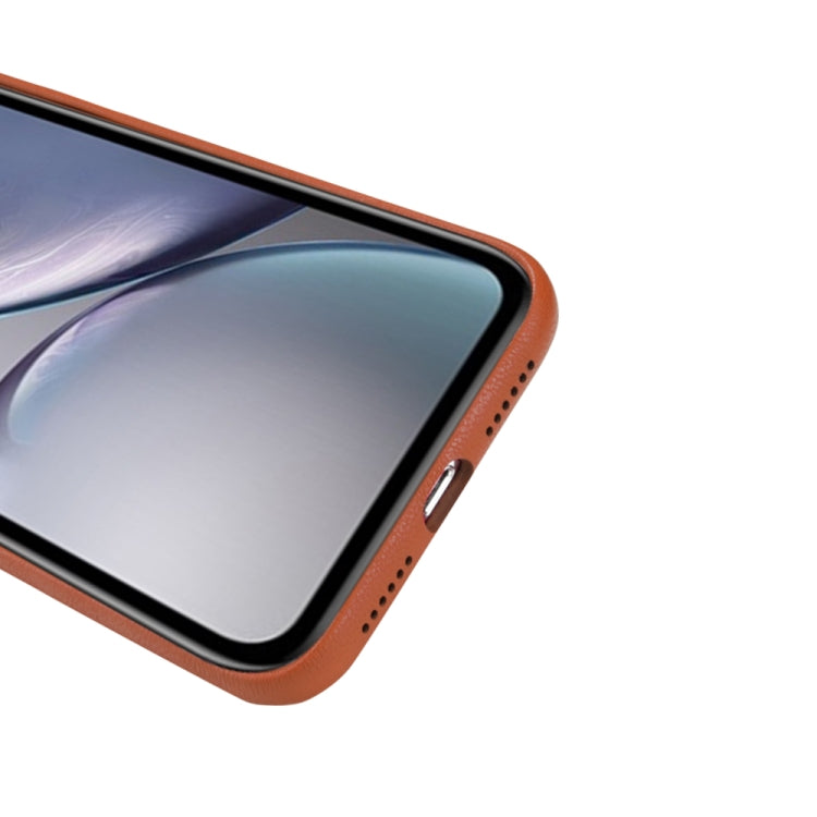 For iPhone XR Lambskin Texture Metal Button Four-Corner Full Coverage PC + Metal + PU