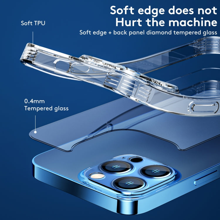 For iPhone 13 Pro Max TPU + Tempered Glass Shockproof Phone Case (Transparent)