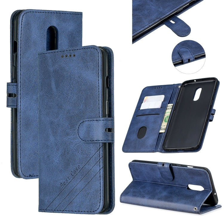 Stitching Style 2-Color Cow Texture Horizontal Flip PU Leather Case with Holder & Card Slot & Lanyard
