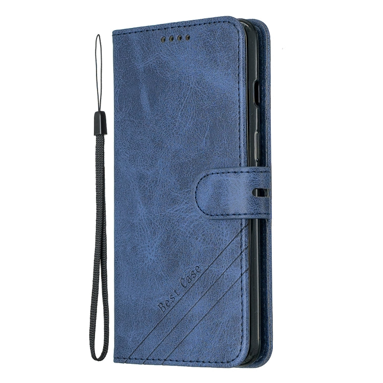 Stitching Style 2-Color Cow Texture Horizontal Flip PU Leather Case with Holder & Card Slot & Lanyard
