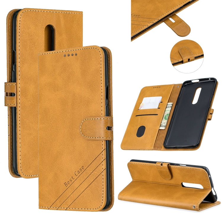 For One Plus 7  Pro Stitching Style 2-Color Cow Texture Horizontal Flip PU Leather Case with Holder & Card Slot & Lanyard