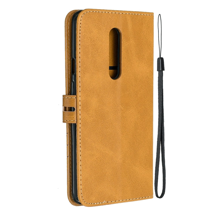 For One Plus 7  Pro Stitching Style 2-Color Cow Texture Horizontal Flip PU Leather Case with Holder & Card Slot & Lanyard