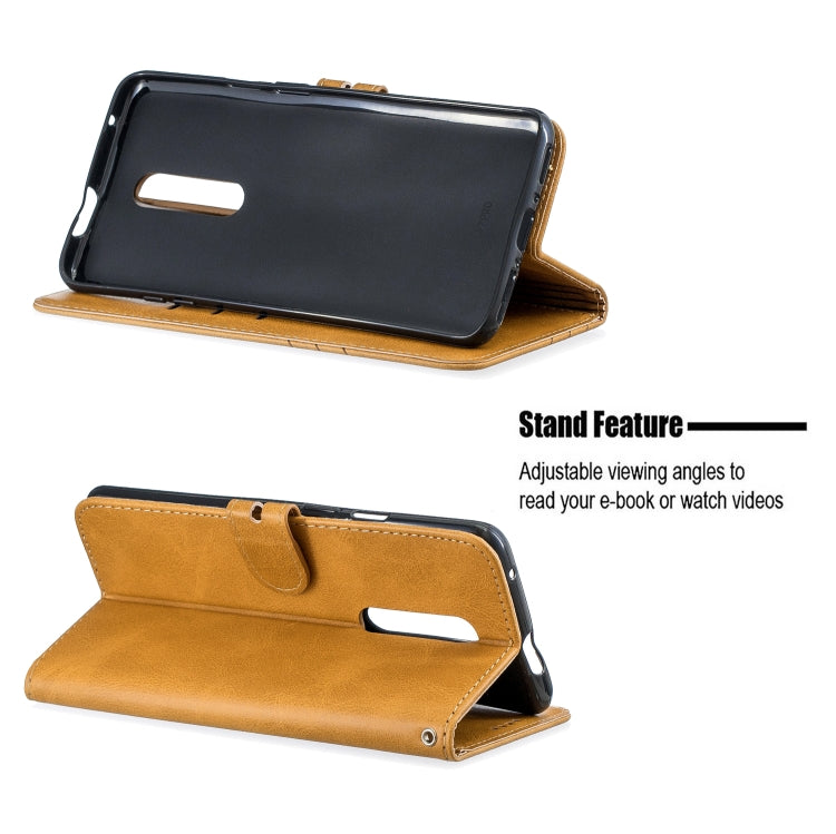 For One Plus 7  Pro Stitching Style 2-Color Cow Texture Horizontal Flip PU Leather Case with Holder & Card Slot & Lanyard