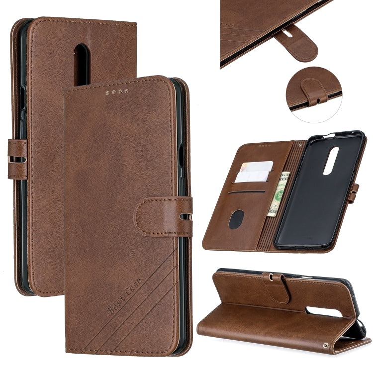 For One Plus 7  Pro Stitching Style 2-Color Cow Texture Horizontal Flip PU Leather Case with Holder & Card Slot & Lanyard