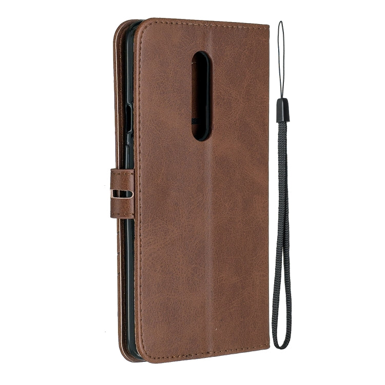 For One Plus 7  Pro Stitching Style 2-Color Cow Texture Horizontal Flip PU Leather Case with Holder & Card Slot & Lanyard
