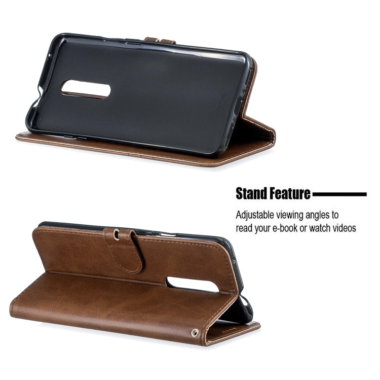 For One Plus 7  Pro Stitching Style 2-Color Cow Texture Horizontal Flip PU Leather Case with Holder & Card Slot & Lanyard