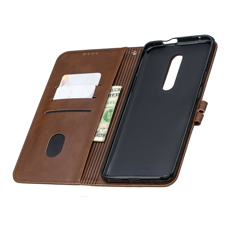 For One Plus 7  Pro Stitching Style 2-Color Cow Texture Horizontal Flip PU Leather Case with Holder & Card Slot & Lanyard