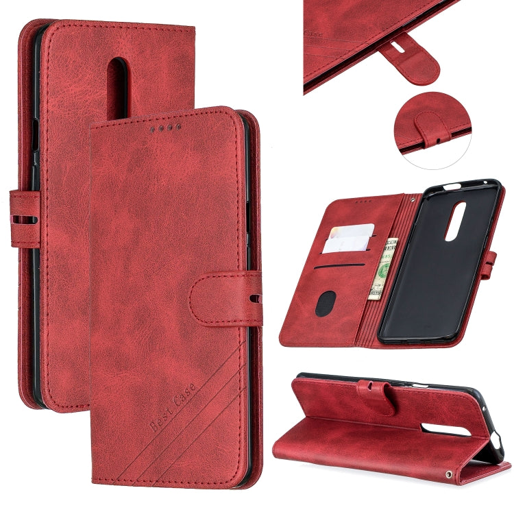 For One Plus 7  Pro Stitching Style 2-Color Cow Texture Horizontal Flip PU Leather Case with Holder & Card Slot & Lanyard