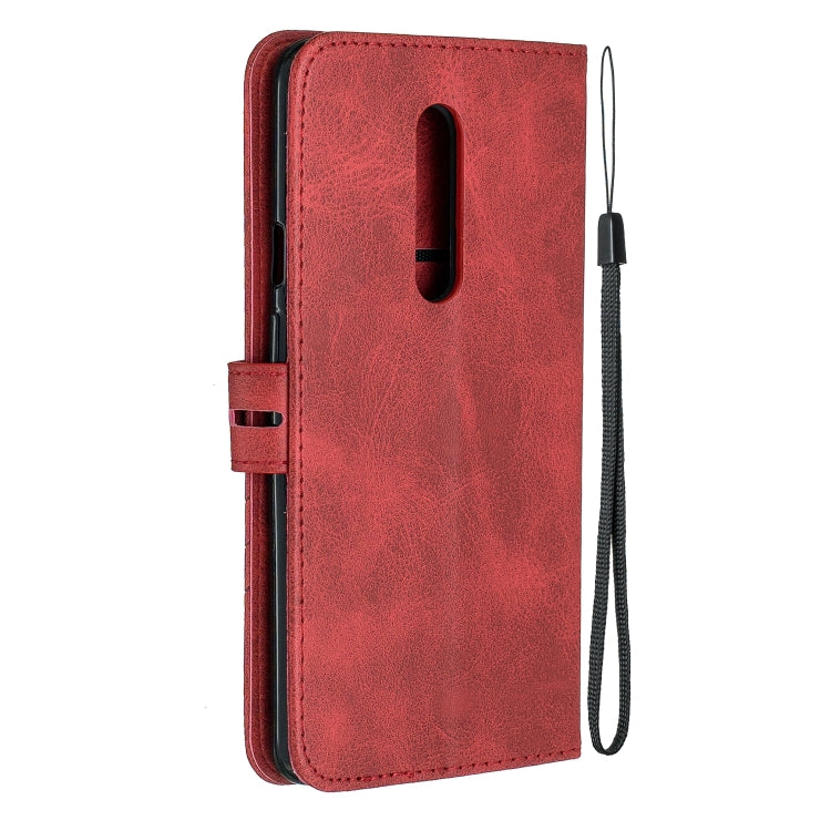 For One Plus 7  Pro Stitching Style 2-Color Cow Texture Horizontal Flip PU Leather Case with Holder & Card Slot & Lanyard