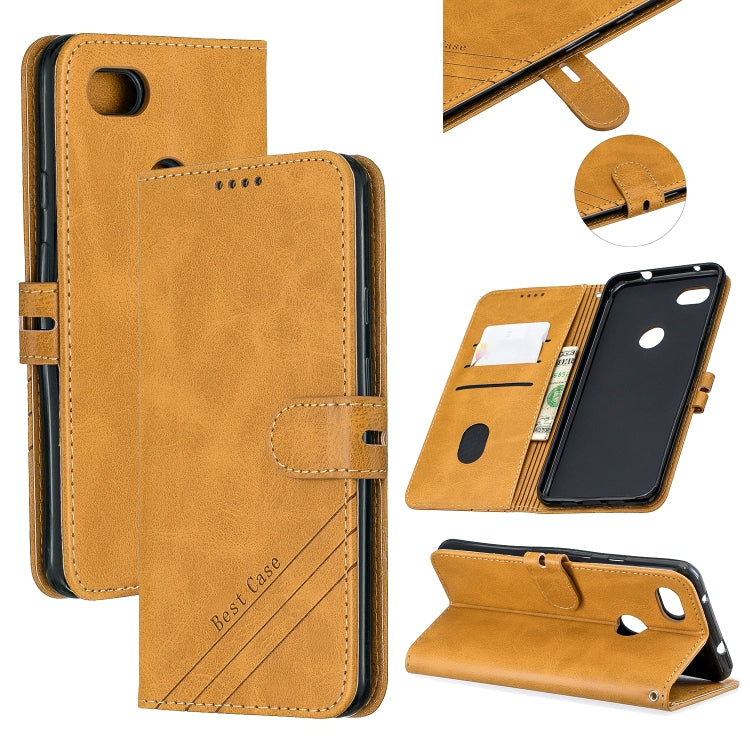 For Google Pixel 3A Stitching Style 2-Color Cow Texture Horizontal Flip PU Leather Case with Holder & Card Slot & Lanyard