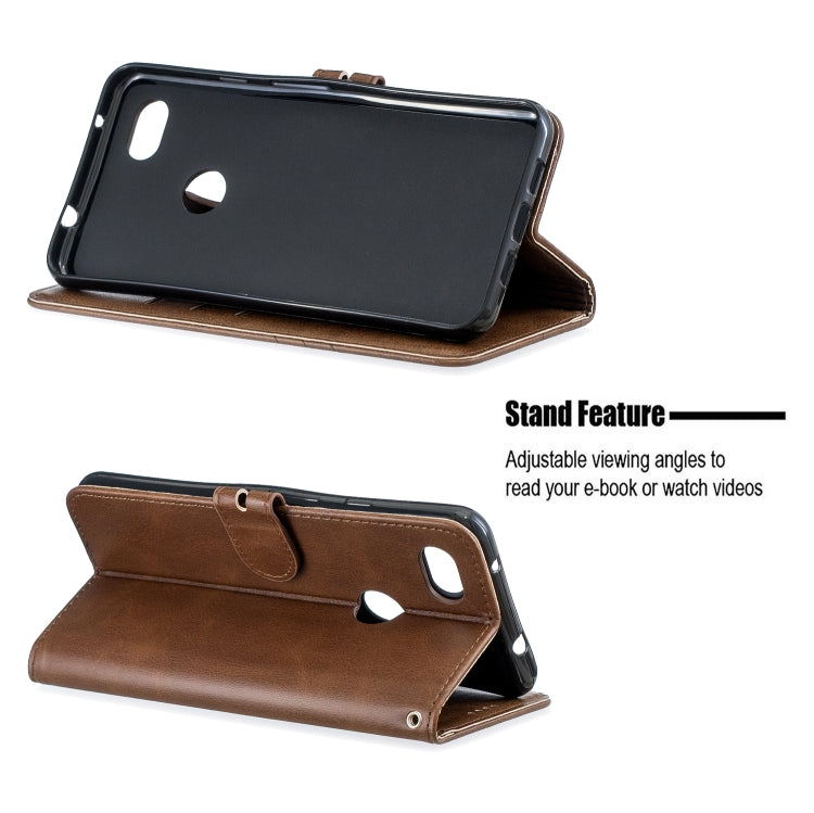 For Google Pixel 3A Stitching Style 2-Color Cow Texture Horizontal Flip PU Leather Case with Holder & Card Slot & Lanyard