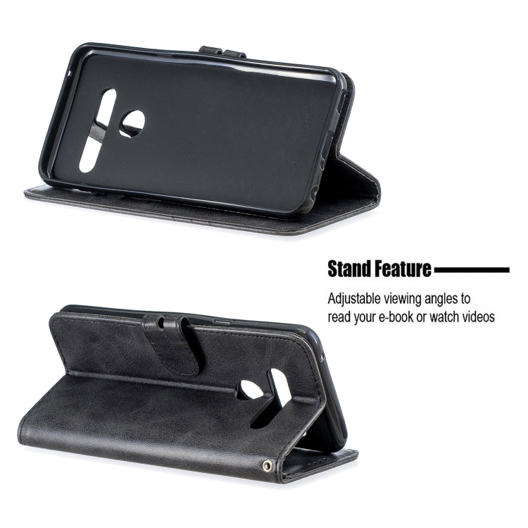 For LG G8 G8S Stitching Style 2-Color Cow Texture Horizontal Flip PU Leather Case with Holder & Card Slot & Lanyard
