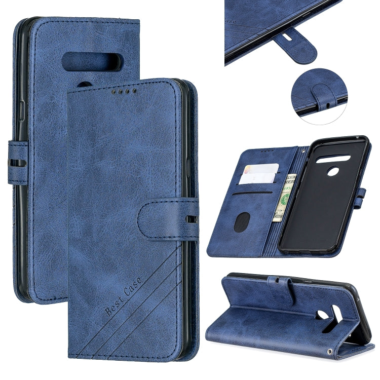 For LG G8 G8S Stitching Style 2-Color Cow Texture Horizontal Flip PU Leather Case with Holder & Card Slot & Lanyard