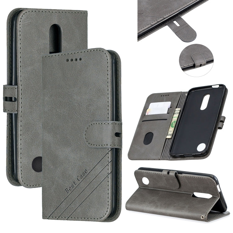 For LG K10 2017 Stitching Style 2-Color Cow Texture Horizontal Flip PU Leather Case with Holder & Card Slot & Lanyard
