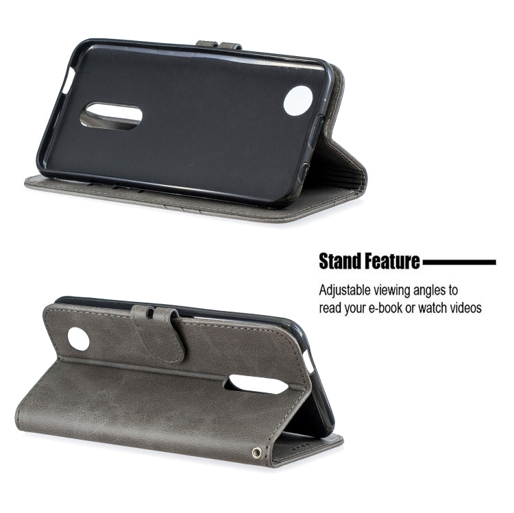 For LG K10 2017 Stitching Style 2-Color Cow Texture Horizontal Flip PU Leather Case with Holder & Card Slot & Lanyard