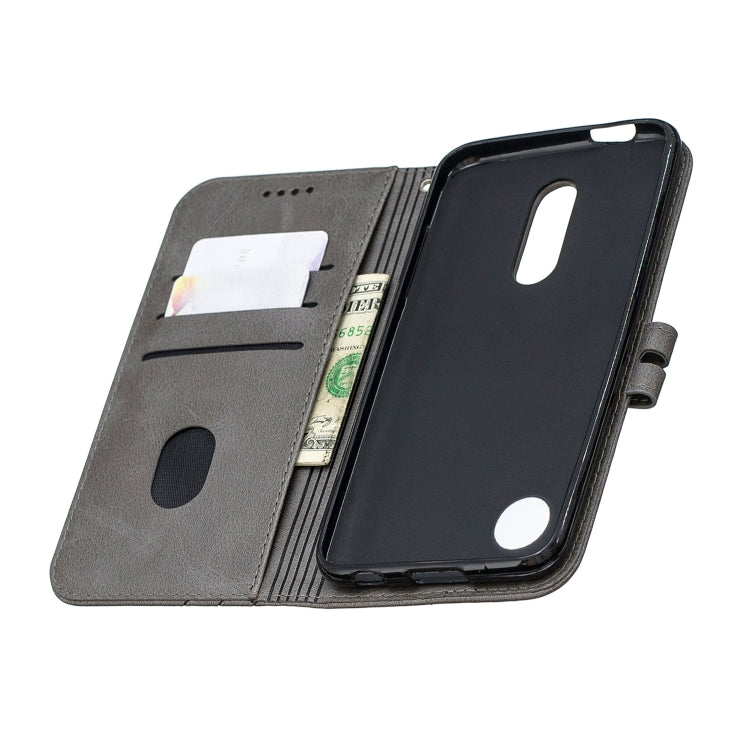 For LG K10 2017 Stitching Style 2-Color Cow Texture Horizontal Flip PU Leather Case with Holder & Card Slot & Lanyard
