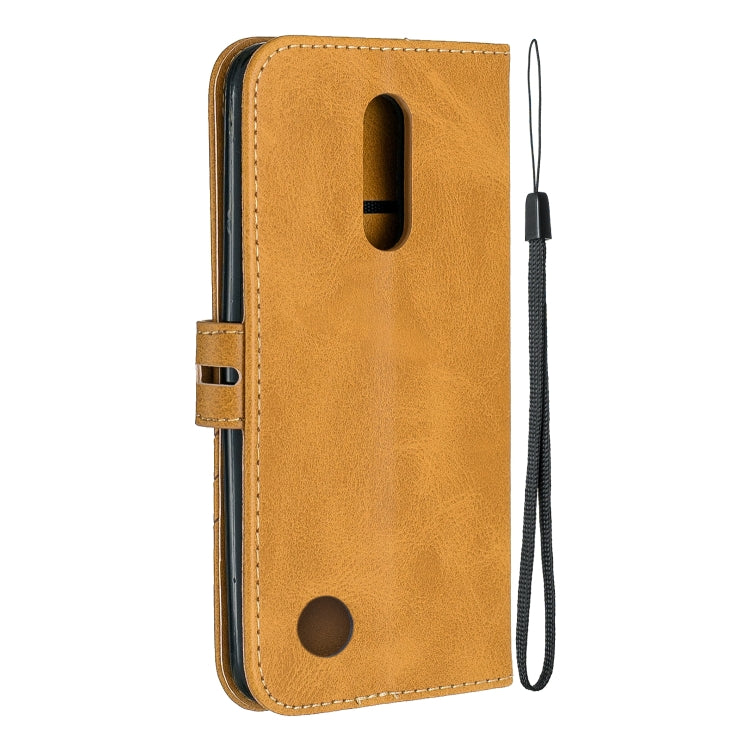 For LG K10 2017 Stitching Style 2-Color Cow Texture Horizontal Flip PU Leather Case with Holder & Card Slot & Lanyard