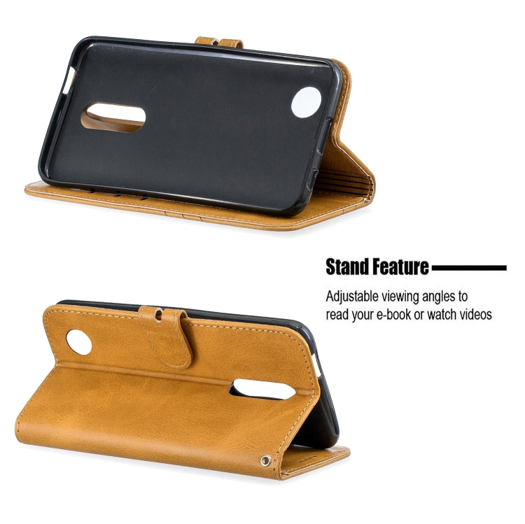 For LG K10 2017 Stitching Style 2-Color Cow Texture Horizontal Flip PU Leather Case with Holder & Card Slot & Lanyard