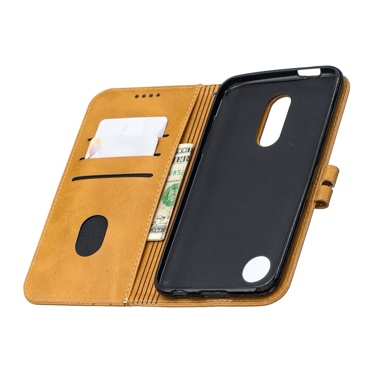 For LG K10 2017 Stitching Style 2-Color Cow Texture Horizontal Flip PU Leather Case with Holder & Card Slot & Lanyard
