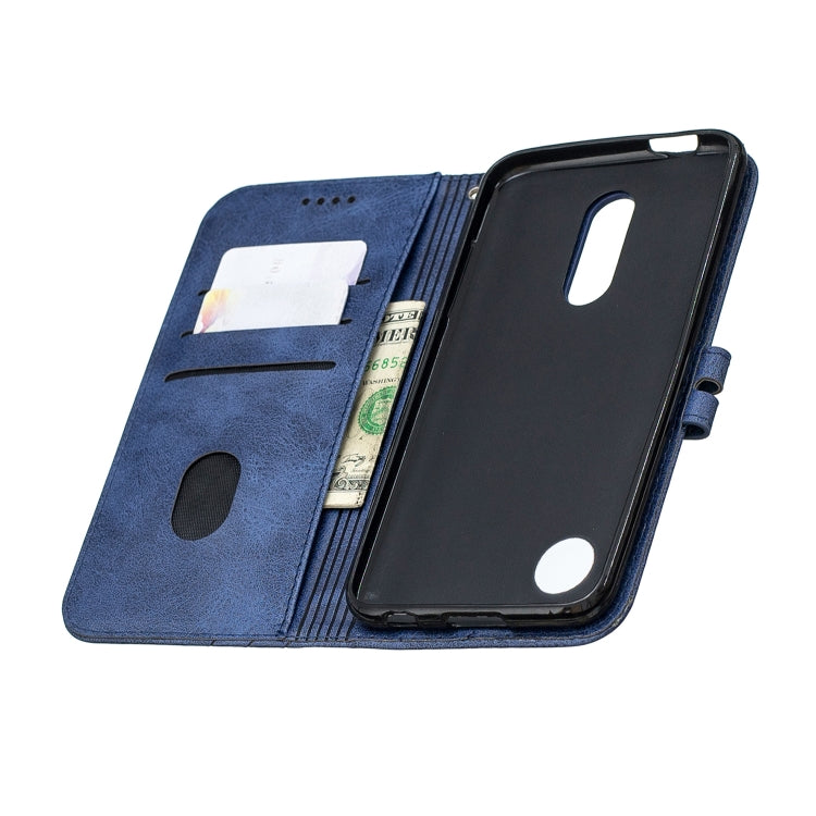 For LG K10 2017 Stitching Style 2-Color Cow Texture Horizontal Flip PU Leather Case with Holder & Card Slot & Lanyard