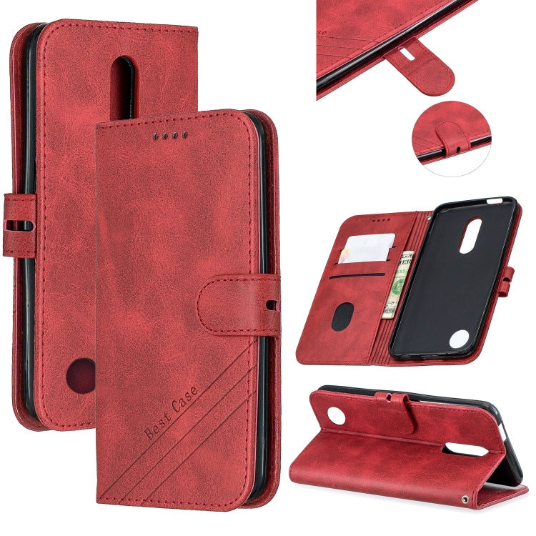 For LG K10 2017 Stitching Style 2-Color Cow Texture Horizontal Flip PU Leather Case with Holder & Card Slot & Lanyard