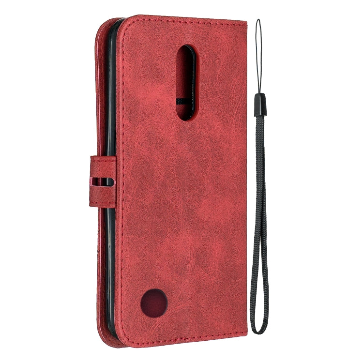 For LG K10 2017 Stitching Style 2-Color Cow Texture Horizontal Flip PU Leather Case with Holder & Card Slot & Lanyard
