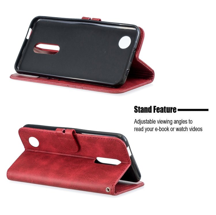 For LG K10 2017 Stitching Style 2-Color Cow Texture Horizontal Flip PU Leather Case with Holder & Card Slot & Lanyard