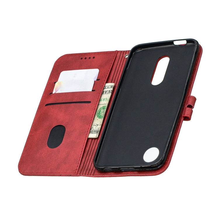 For LG K10 2017 Stitching Style 2-Color Cow Texture Horizontal Flip PU Leather Case with Holder & Card Slot & Lanyard