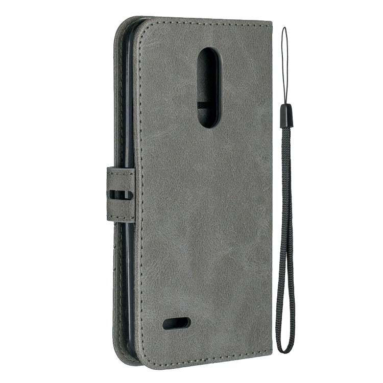 For LG K10 2018 Stitching Style 2-Color Cow Texture Horizontal Flip PU Leather Case with Holder & Card Slot & Lanyard