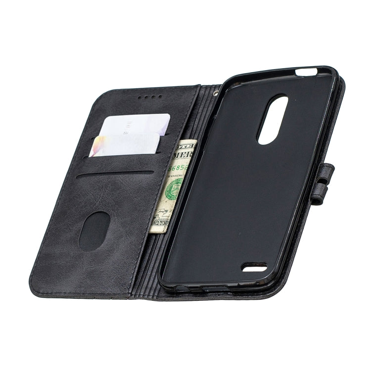 For LG K10 2018 Stitching Style 2-Color Cow Texture Horizontal Flip PU Leather Case with Holder & Card Slot & Lanyard