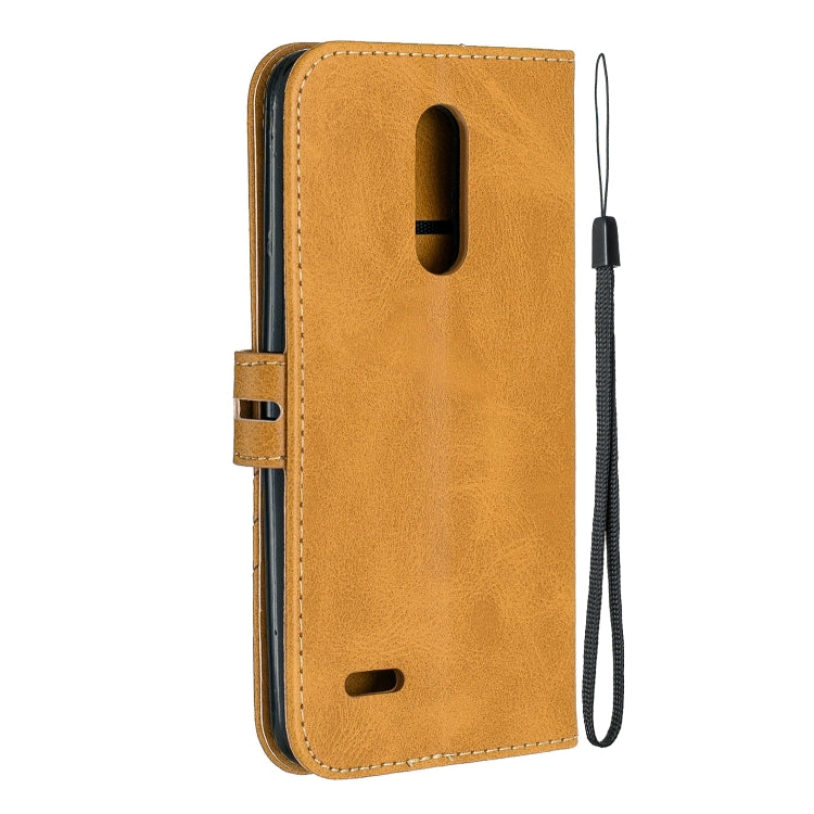 For LG K10 2018 Stitching Style 2-Color Cow Texture Horizontal Flip PU Leather Case with Holder & Card Slot & Lanyard