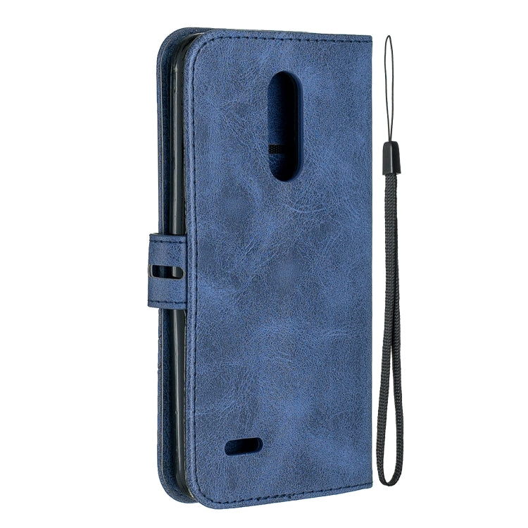For LG K10 2018 Stitching Style 2-Color Cow Texture Horizontal Flip PU Leather Case with Holder & Card Slot & Lanyard