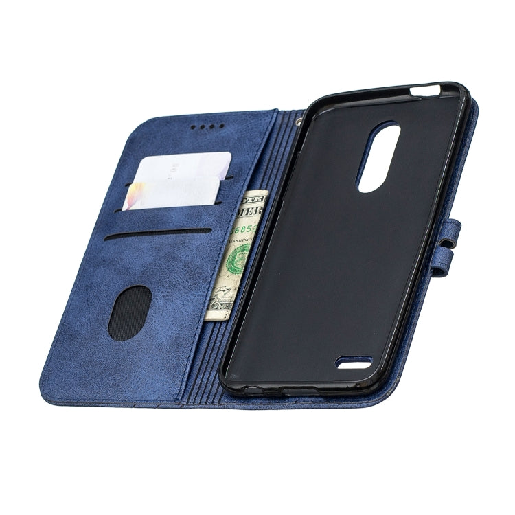 For LG K10 2018 Stitching Style 2-Color Cow Texture Horizontal Flip PU Leather Case with Holder & Card Slot & Lanyard