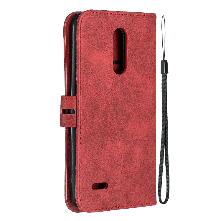For LG K10 2018 Stitching Style 2-Color Cow Texture Horizontal Flip PU Leather Case with Holder & Card Slot & Lanyard