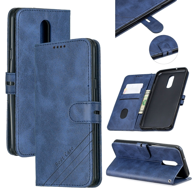 For LG Stylo 5 Stitching Style 2-Color Cow Texture Horizontal Flip PU Leather Case with Holder & Card Slot & Lanyard