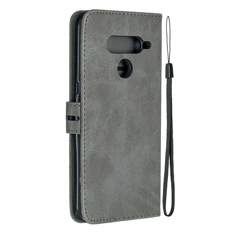 For LG V50 Stitching Style 2-Color Cow Texture Horizontal Flip PU Leather Case with Holder & Card Slot & Lanyard