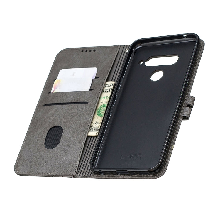 For LG V50 Stitching Style 2-Color Cow Texture Horizontal Flip PU Leather Case with Holder & Card Slot & Lanyard