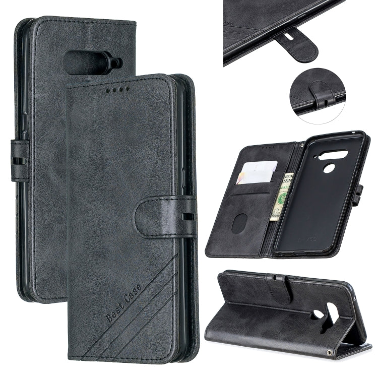 For LG V50 Stitching Style 2-Color Cow Texture Horizontal Flip PU Leather Case with Holder & Card Slot & Lanyard