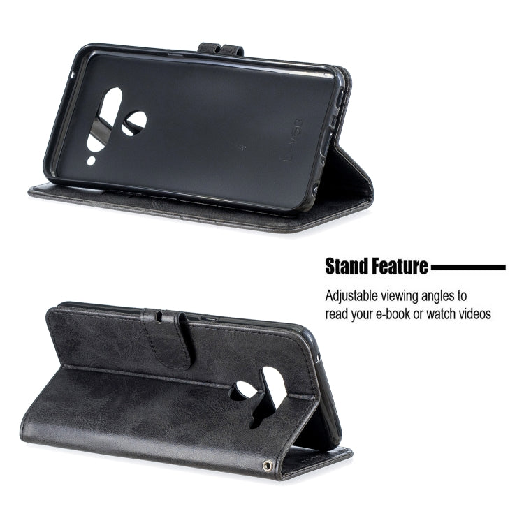 For LG V50 Stitching Style 2-Color Cow Texture Horizontal Flip PU Leather Case with Holder & Card Slot & Lanyard