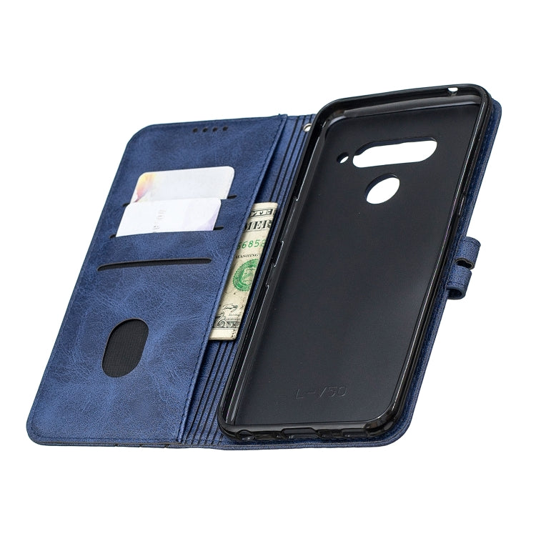 For LG V50 Stitching Style 2-Color Cow Texture Horizontal Flip PU Leather Case with Holder & Card Slot & Lanyard