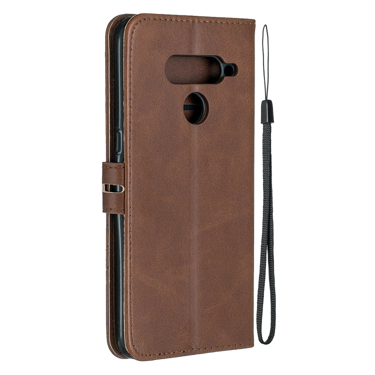 For LG V50 Stitching Style 2-Color Cow Texture Horizontal Flip PU Leather Case with Holder & Card Slot & Lanyard
