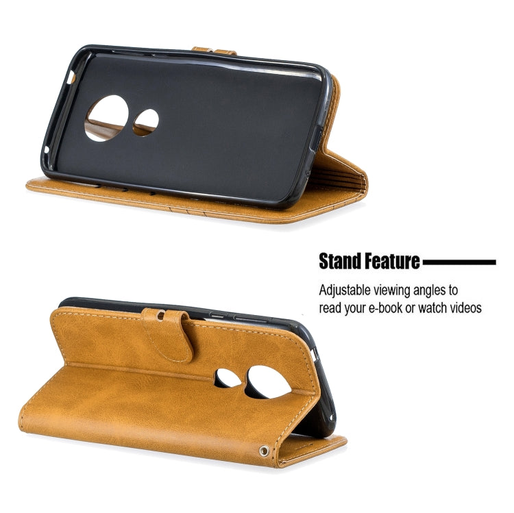 For Moto G6 Play E5 Stitching Style 2-Color Cow Texture Horizontal Flip PU Leather Case with Holder & Card Slot & Lanyard