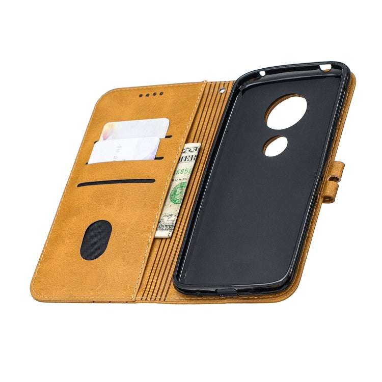 For Moto G6 Play E5 Stitching Style 2-Color Cow Texture Horizontal Flip PU Leather Case with Holder & Card Slot & Lanyard