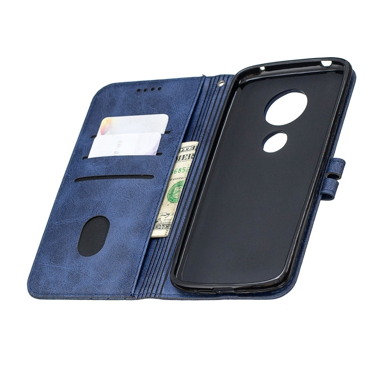 For Moto G6 Play E5 Stitching Style 2-Color Cow Texture Horizontal Flip PU Leather Case with Holder & Card Slot & Lanyard