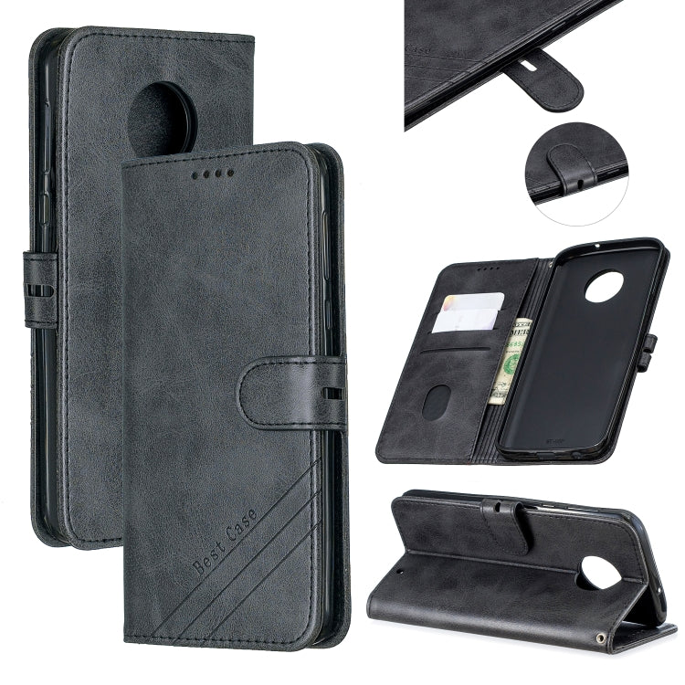 For Moto G6 Plus 2018 Stitching Style 2-Color Cow Texture Horizontal Flip PU Leather Case with Holder & Card Slot & Lanyard