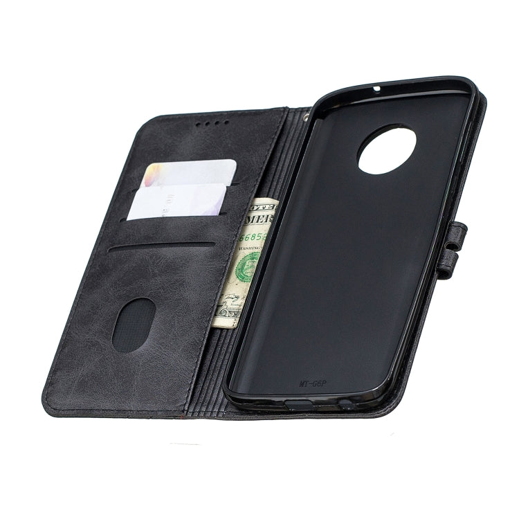 For Moto G6 Plus 2018 Stitching Style 2-Color Cow Texture Horizontal Flip PU Leather Case with Holder & Card Slot & Lanyard