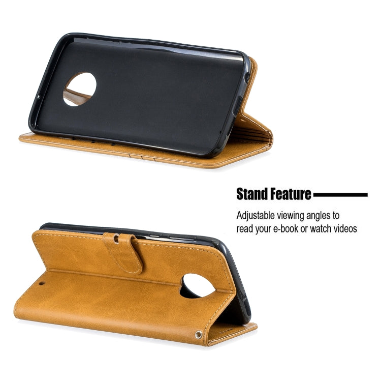 For Moto G6 Plus 2018 Stitching Style 2-Color Cow Texture Horizontal Flip PU Leather Case with Holder & Card Slot & Lanyard