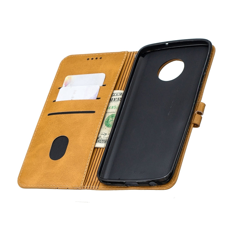 For Moto G6 Plus 2018 Stitching Style 2-Color Cow Texture Horizontal Flip PU Leather Case with Holder & Card Slot & Lanyard