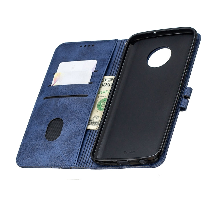For Moto G6 Plus 2018 Stitching Style 2-Color Cow Texture Horizontal Flip PU Leather Case with Holder & Card Slot & Lanyard