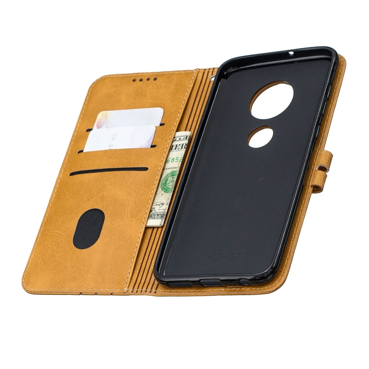 For Moto G7 / G7 Plus Stitching Style 2-Color Cow Texture Horizontal Flip PU Leather Case with Holder & Card Slot & Lanyard